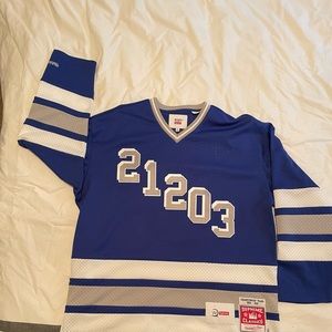 Supreme x WTAPS x Mitchell & Ness Hockey Jersey Blue